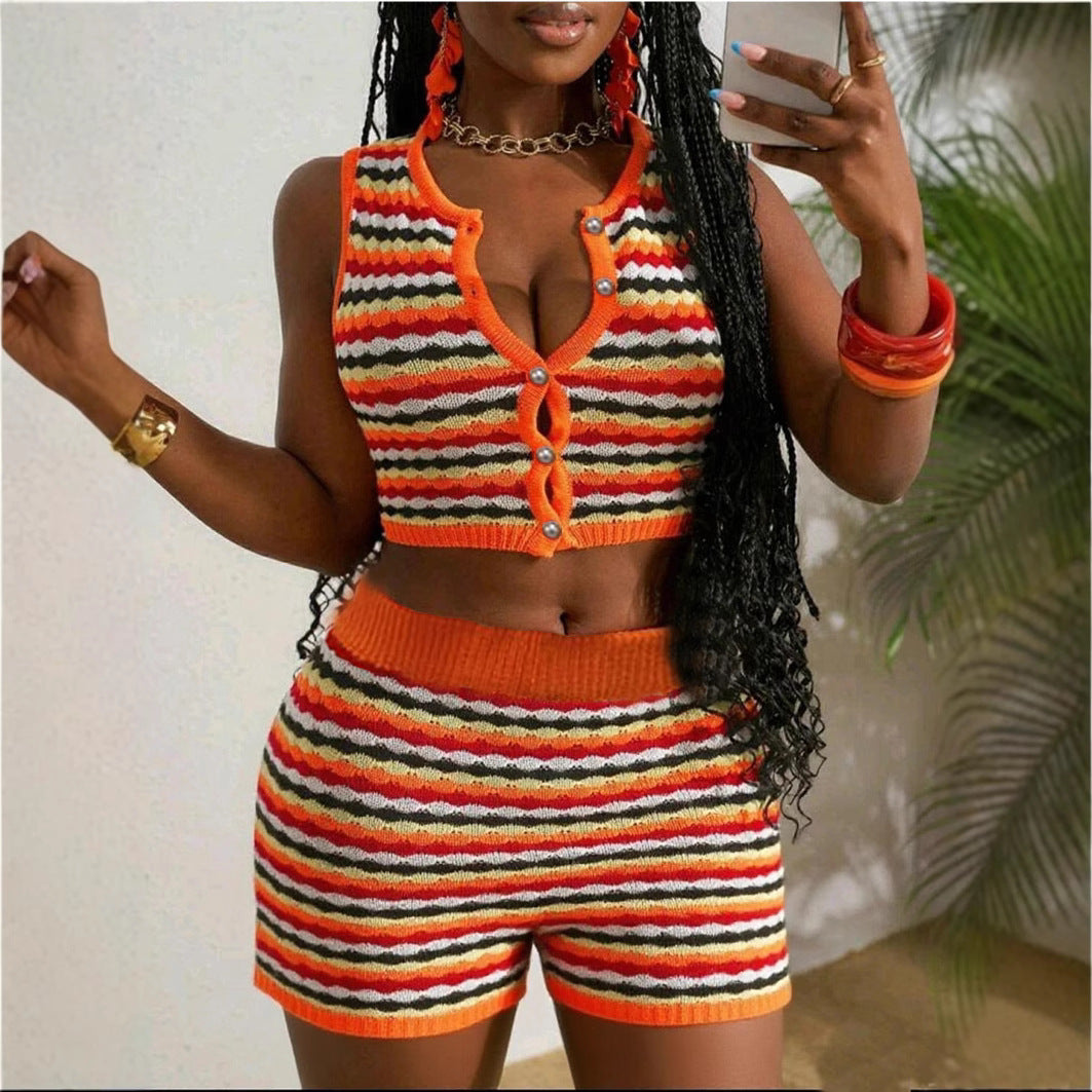 Women's Knitted Shorts and Top