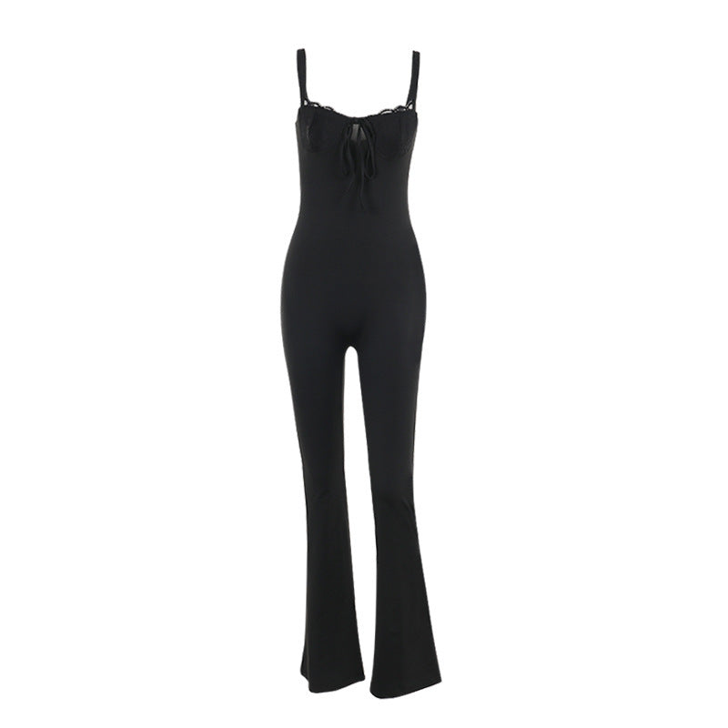 Women's Sexy Lace High-Waist Flared Jumpsuit